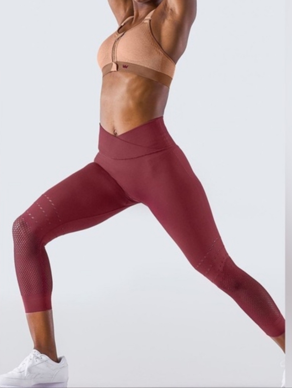 NWT SHEFIT Burgundy High-Waist Cropped Seamless Leggings S